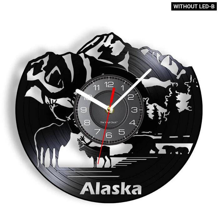 Alaska Cityscape Vinyl Record Clock