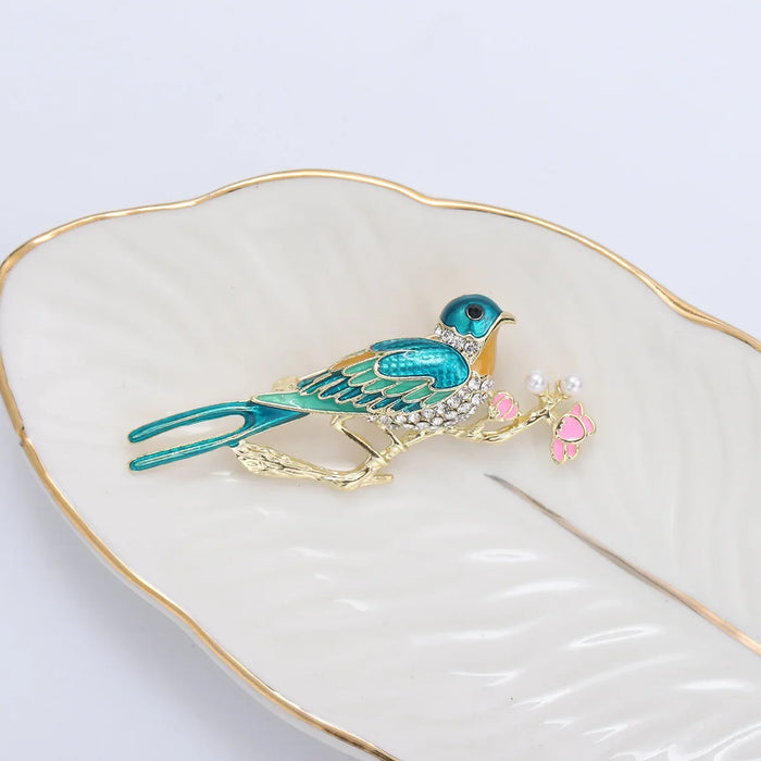 Blue Bird Enamel Pin Romantic Branch Badge For Clothing