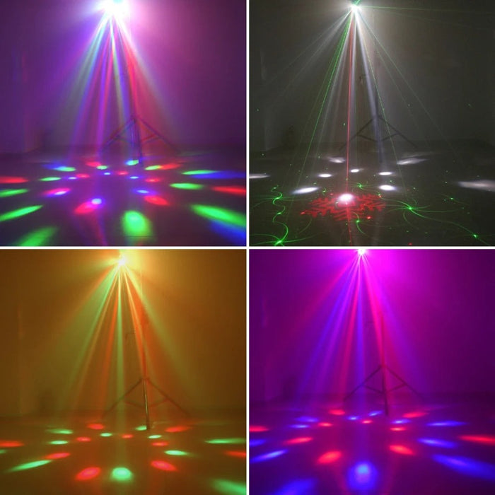 DJ Disco LED 4IN1 Stage Laser Light Effect Bee Eye UV Black Light Strobe Party Wedding Holiday Event Sound Activated Lamp