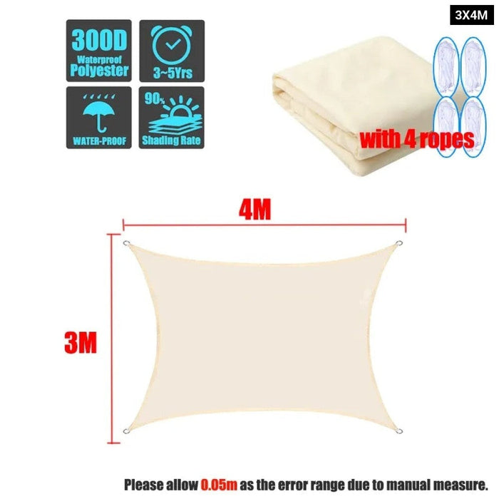 Outdoor Shade Sail awnings Waterproof Sun Shelter Square Rectangle Sunshade Protection Outdoor Canopy