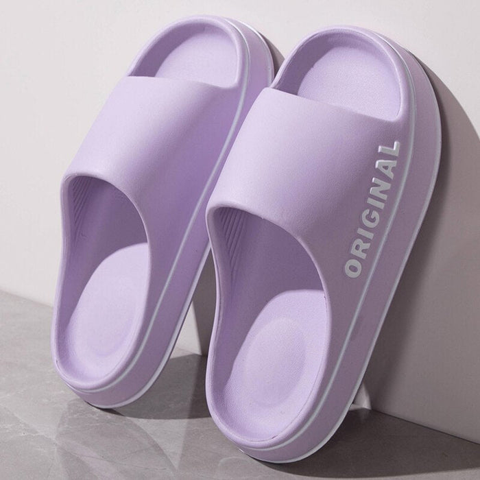 Women Letter Slippers Beach Slides Solid Colour Mens Thick Sole Indoor Bathroom Anti Slip Shoes Summer Couple Sandals