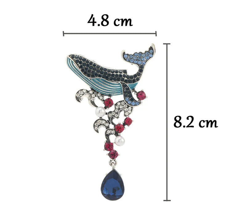 Blue Whale Tassel Lapel Pin For Women Fantasy Brooch