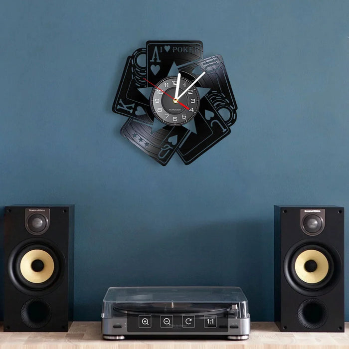 Poker Royal Flush Vinyl Record Wall Clock