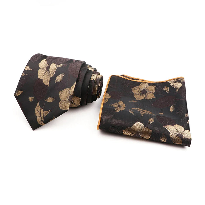 Floral Pocket Square Tie Set For Weddings Parties And Daily Wear