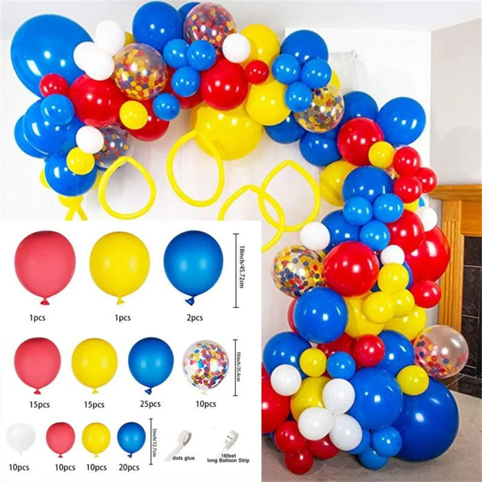 121Pcs Super Man Blue Red Yellow Balloon Wreath Arch Set 10” Boy'S Birthday Party Interior Decoration Supplies Party Needs