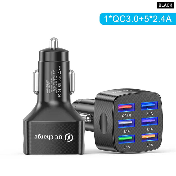 6 Port 75W Qc 3.0 Car Charger For Iphone 13/12 Pro