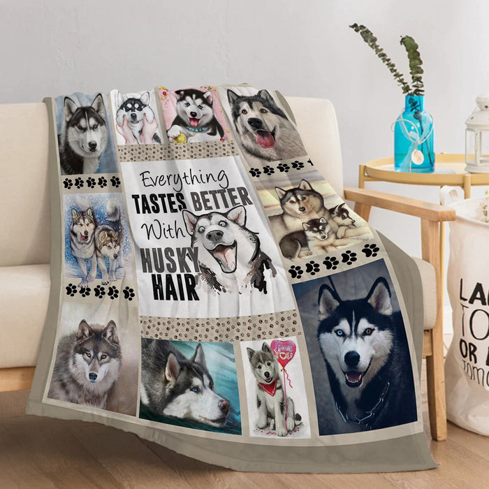 Smiling Husky Throw Blanket For Kids And Adults Living Room Couch Bed