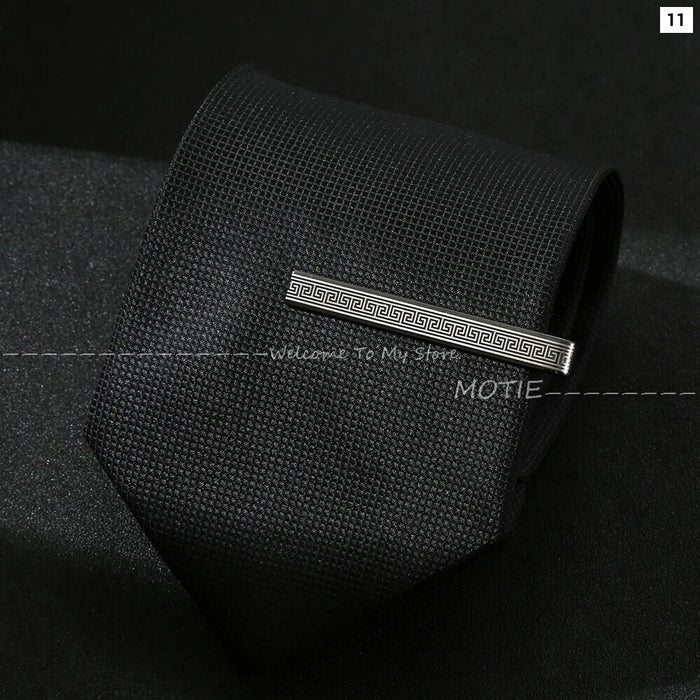 Golden Stripe Metal Necktie Clip Business And Party Accessory