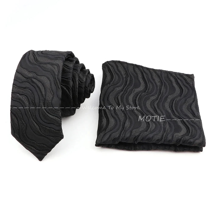 Black Red Mens Pocket Square Tie Set Luxury Paisley Stripe Hanky For Business And Wedding