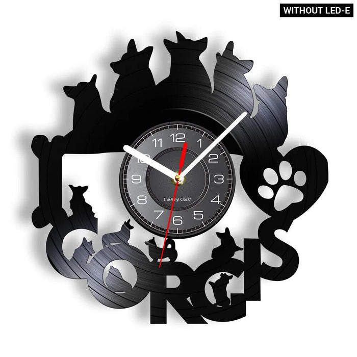 Cardigan Corgi Vinyl Record Wall Clock