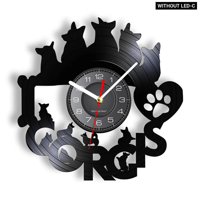 Love You To The Moon Corgi Vinyl Record Clock