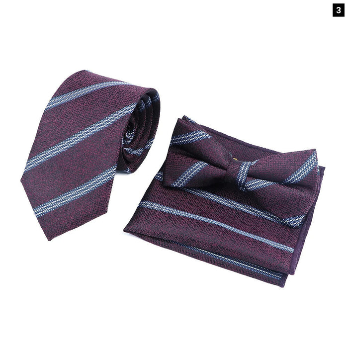 Classic Paisley Striped Necktie Set Mens Fashion Accessory