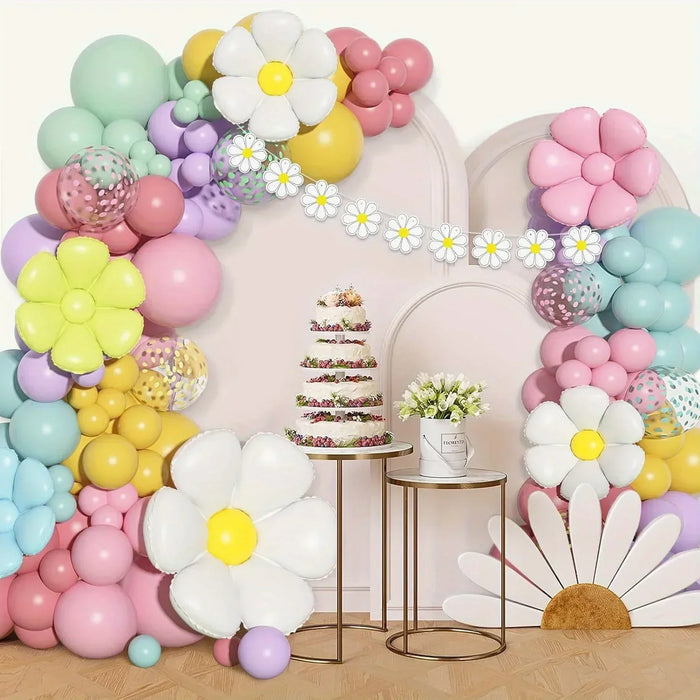 133Pcs Daisy Balloon Arch Kit For Decorations Such As Engagement Birthday Parties Anniversaries And Seasonal Celebrations