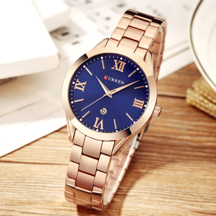 Stainless Steel Dress Women Watches Calendar Analog Quartz Female Clock