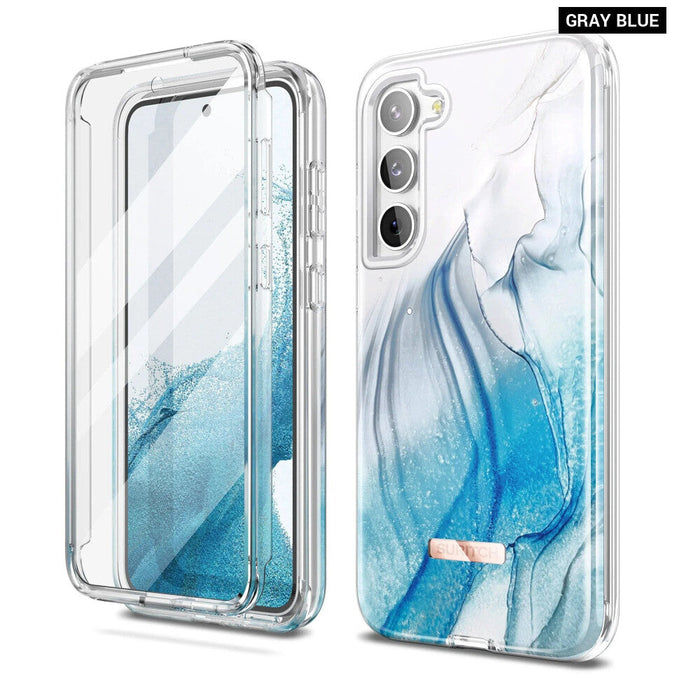 Samsung Galaxy S23 Plus Case Geometric Marble Shockproof Bumper With Screen Protector