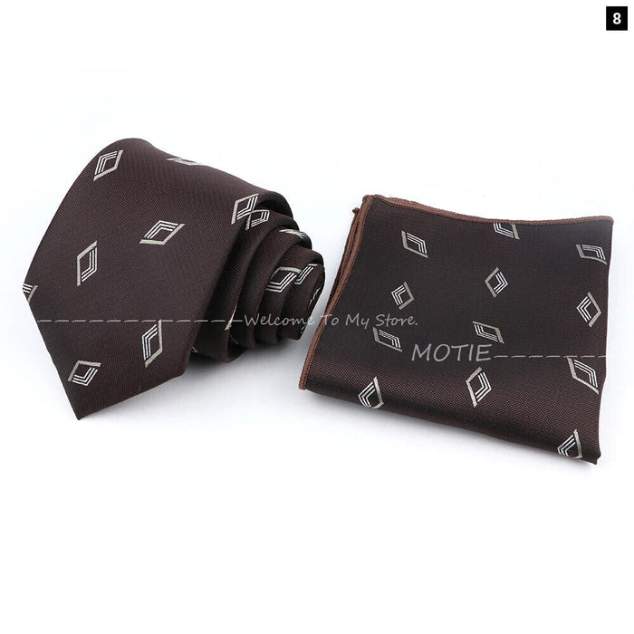 Brown Ties And Pocket Square Set For Weddings And Daily Wear