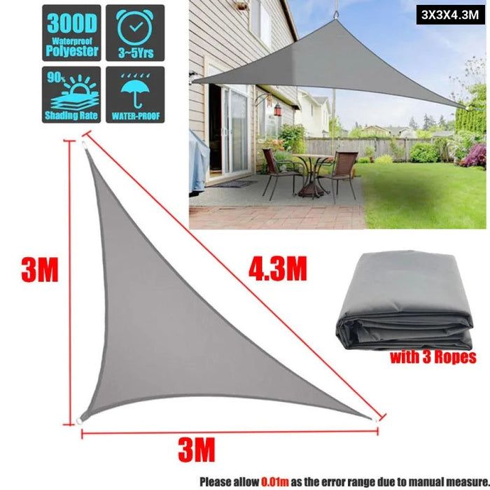 Waterproof Polyester Square Rectangle Shade Sail Garden Terrace Canopy Swimming Sun Shade Awning 285Gsm