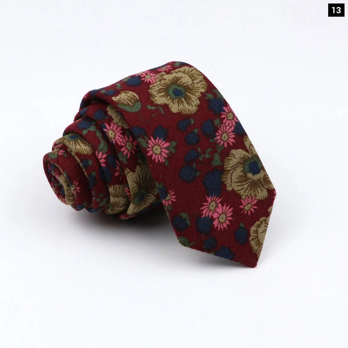 Handmade 6Cm Mens Ties Classic Cotton Necktie For Weddings And Casual Wear Bird And Flower Print Gift