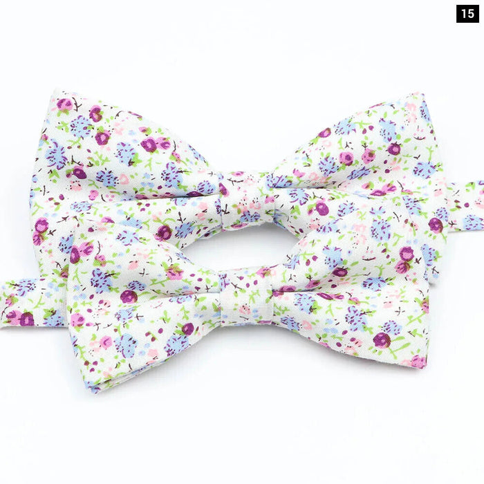 Colourful Floral Bow Ties Fashionable Cotton For Weddings And Parties