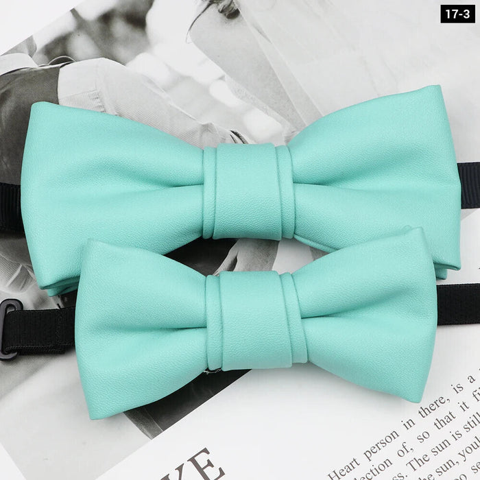 Leather Butterfly Bow Tie Set For Parties Weddings And Business Male And Female 40+ Colours