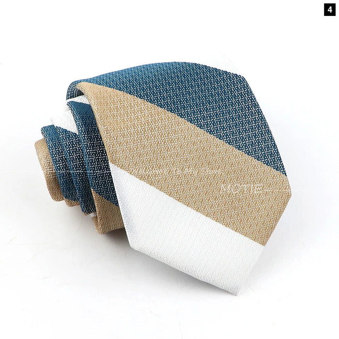 Brown Striped Mens Necktie For Weddings Parties And Daily Wear