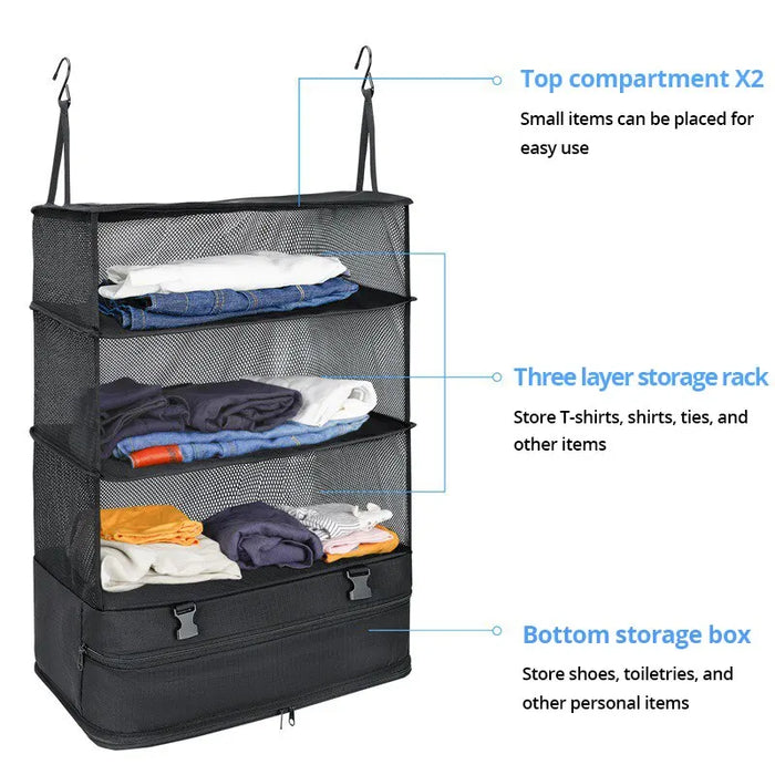 Travel Organizer Set Hanging Packing Cubes Shelves Laundry