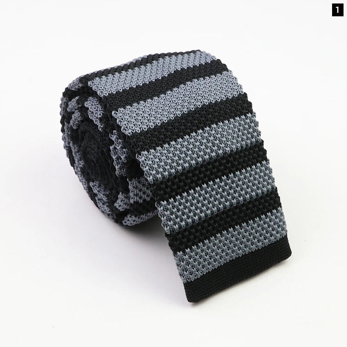 Classic Warm Knit Neck Ties Striped Colourful 6Cm Width