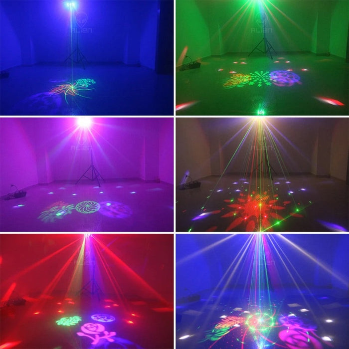 5IN1 DJ Disco LED Dyeing Patterns Strobe Laser Mix Stage Light Party Wedding Holiday Event Live Show Sound Activated Lamp