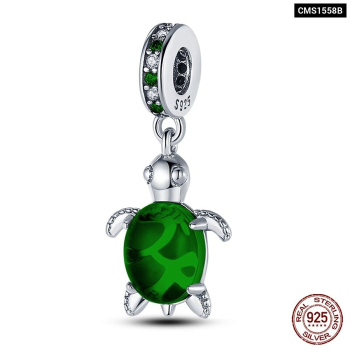 925 Sterling Silver Ocean Series Turtle Crab Mermaid Charms Beads Fit Original Pandora Bracelets Bangles Jewelrys