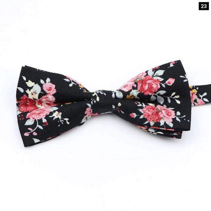 Colourful Floral Bow Ties Fashion Cotton Print For Mens Wedding And Business Suits