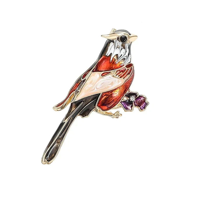 Enamel Pin 2 Colour Thrush Birds Lapel Pin For Clothing