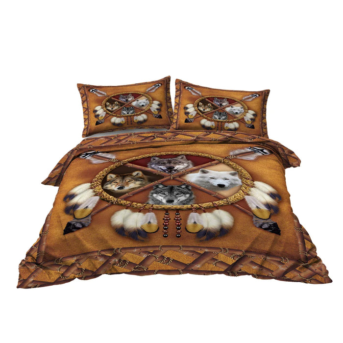 3 Piece Wolf Design Bedding Set Duvet Cover With 2 Pillow Shams