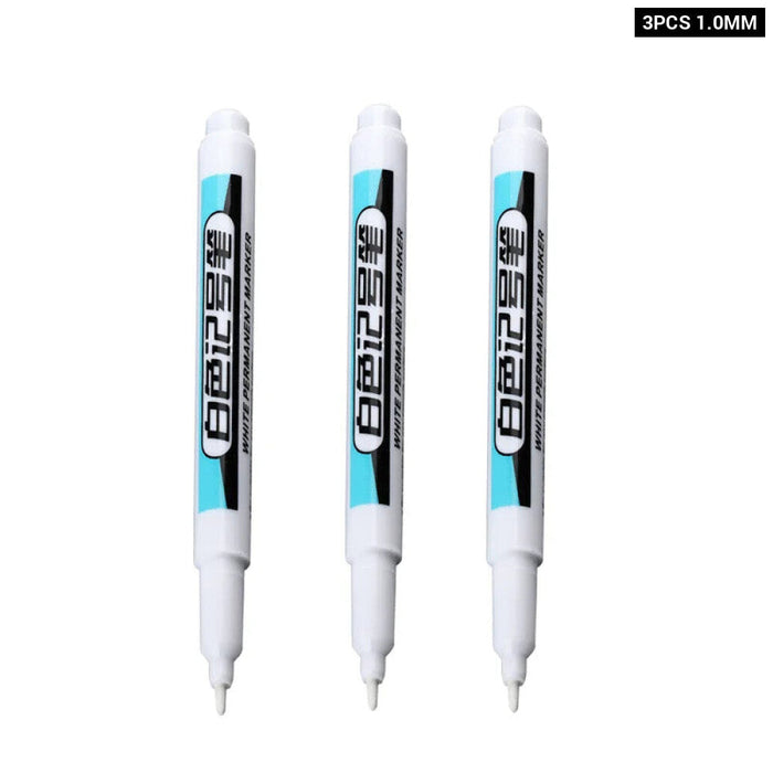 White Permanent Paint Pen Set For Multiple Surfaces 0.7Mm Tip