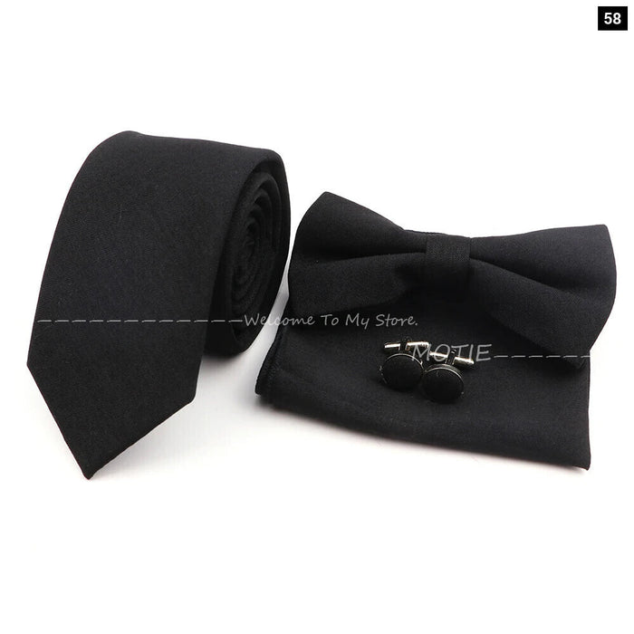 27 Colour Tie Set Classic Cotton Pocket Square Cufflink And Bowtie For Mens Wedding Party Accessories