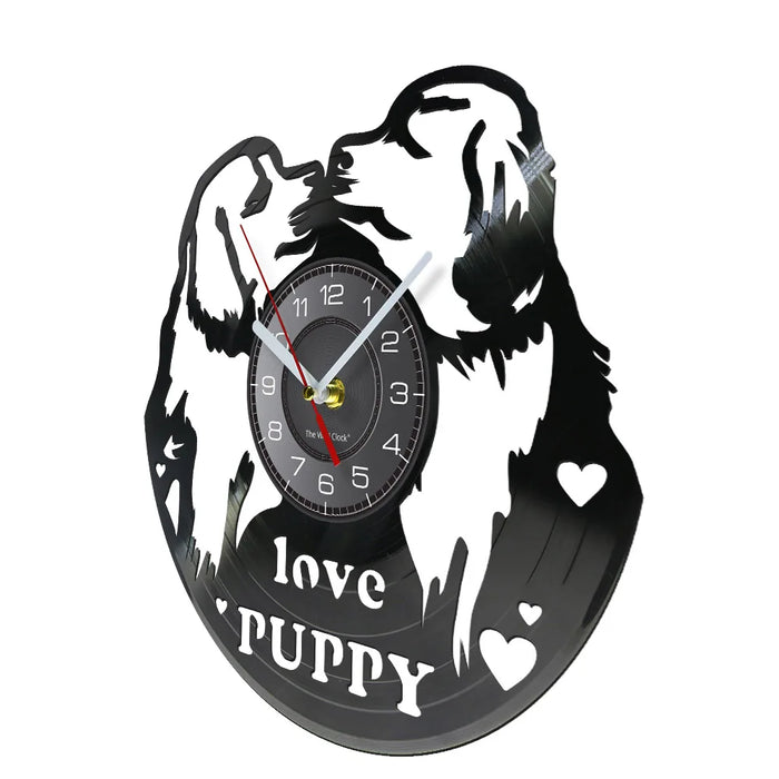 Dog Lovers Retro Vinyl Record Wall Clock