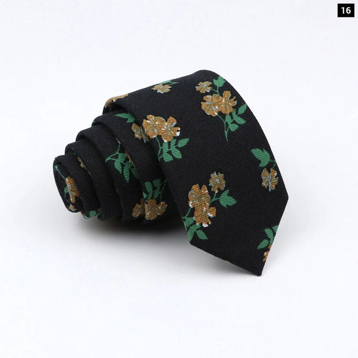 Handmade 6Cm Mens Ties Classic Cotton Necktie For Weddings And Casual Wear Bird And Flower Print Gift