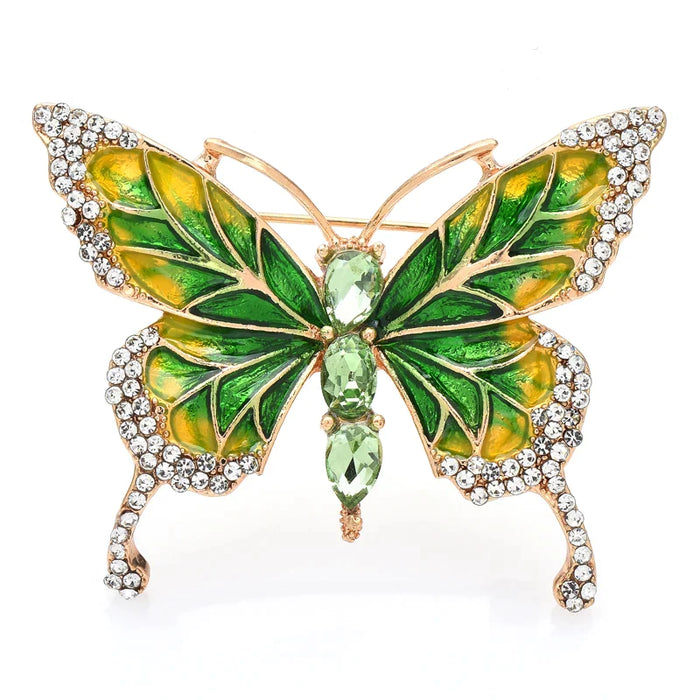 Enamel Butterfly Brooch 4 Colour Rhinestone Insect Pin