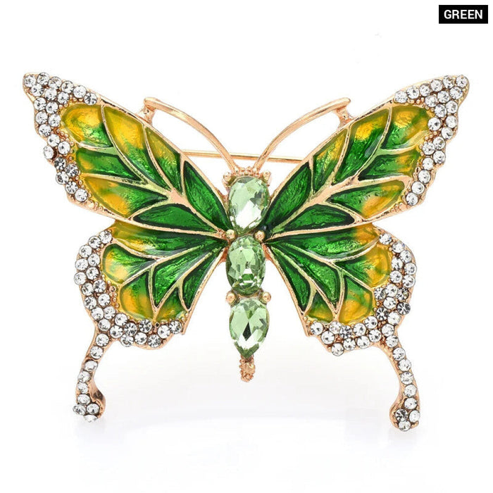 Enamel Butterfly Brooch 4 Colour Rhinestone Insect Pin