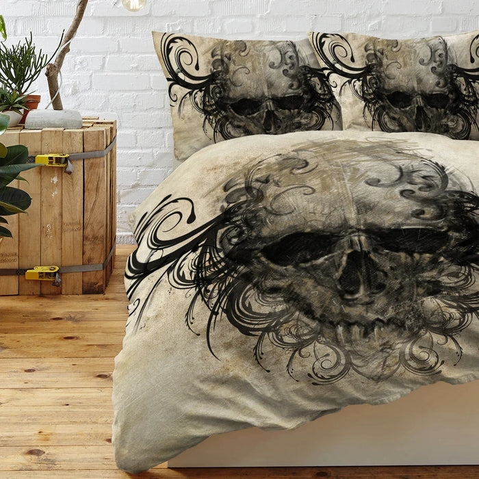 3 Piece Skull Bedding Set Duvet Cover 2 Pillow Shams