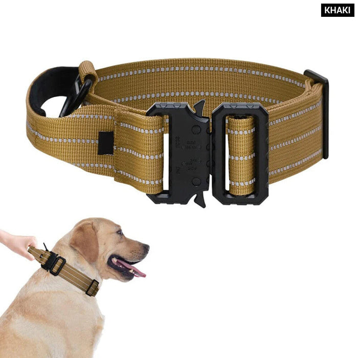 Heavy Duty Tactical Dog Collar Adjustable Military Control Handle