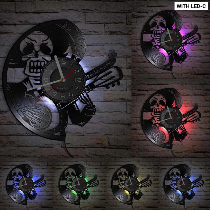 Skull Heads Vinyl Record Wall Clock