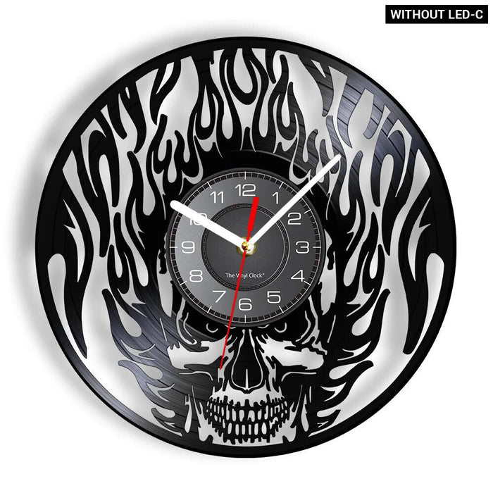 Skull Head Vinyl Record Wall Clock