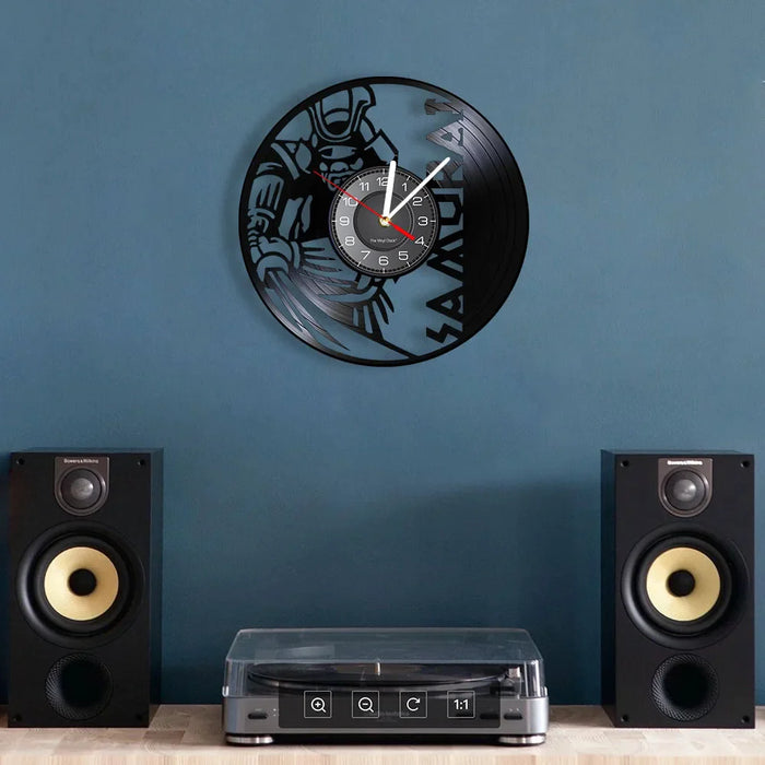 Japanese Warrior Vinyl Record Wall Clock