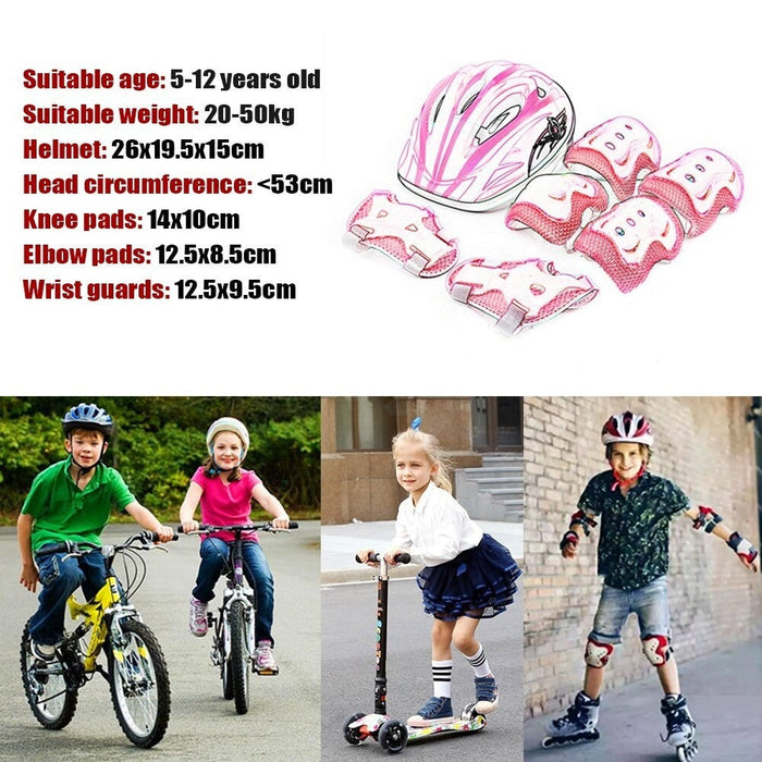 Kids Protective Gear Set Helmet Protector Knee Elbow Wrist Pads For Skateboard Skiing Scooter