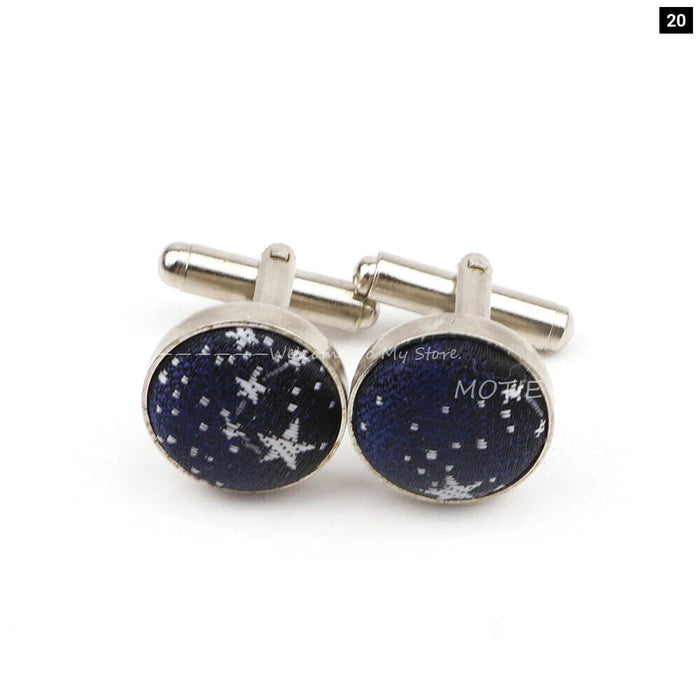 Dark Blue Floral Cufflinks For Weddings And Daily Wear