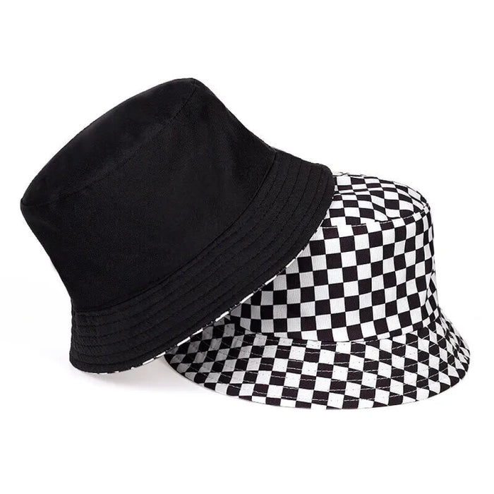 Checkered Bucket Hat For Outdoor Sun Protection