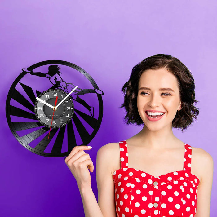 Silhouette Handball Vinyl Record Wall Clock