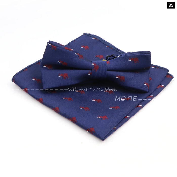 Cartoon Insect Bowtie Set Red Floral Brooches For Men