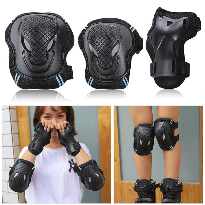 6 Pcs Knee Elbow Pads Wrist Guards Safety Protective Gear Set for Skateboard Cycling