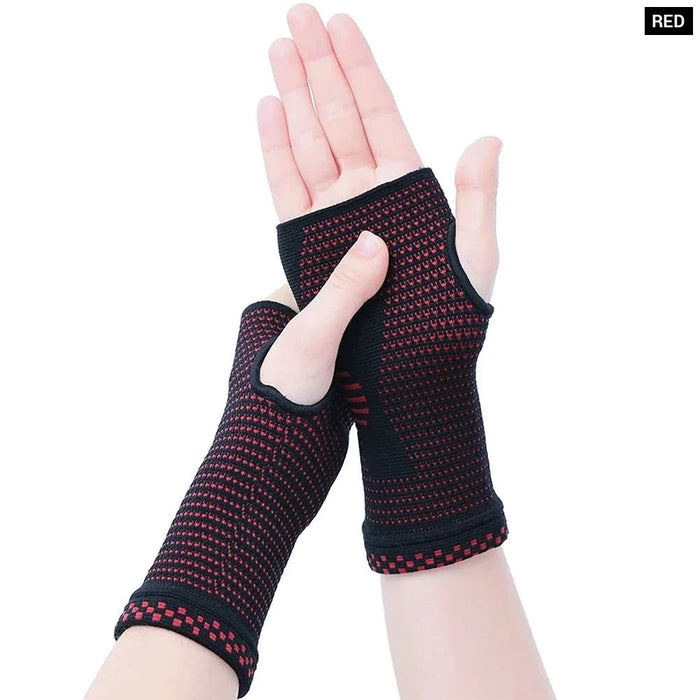 1 Pair Breathable Sweat-Absorbing Wrist Compression Sleeves For Men And Women